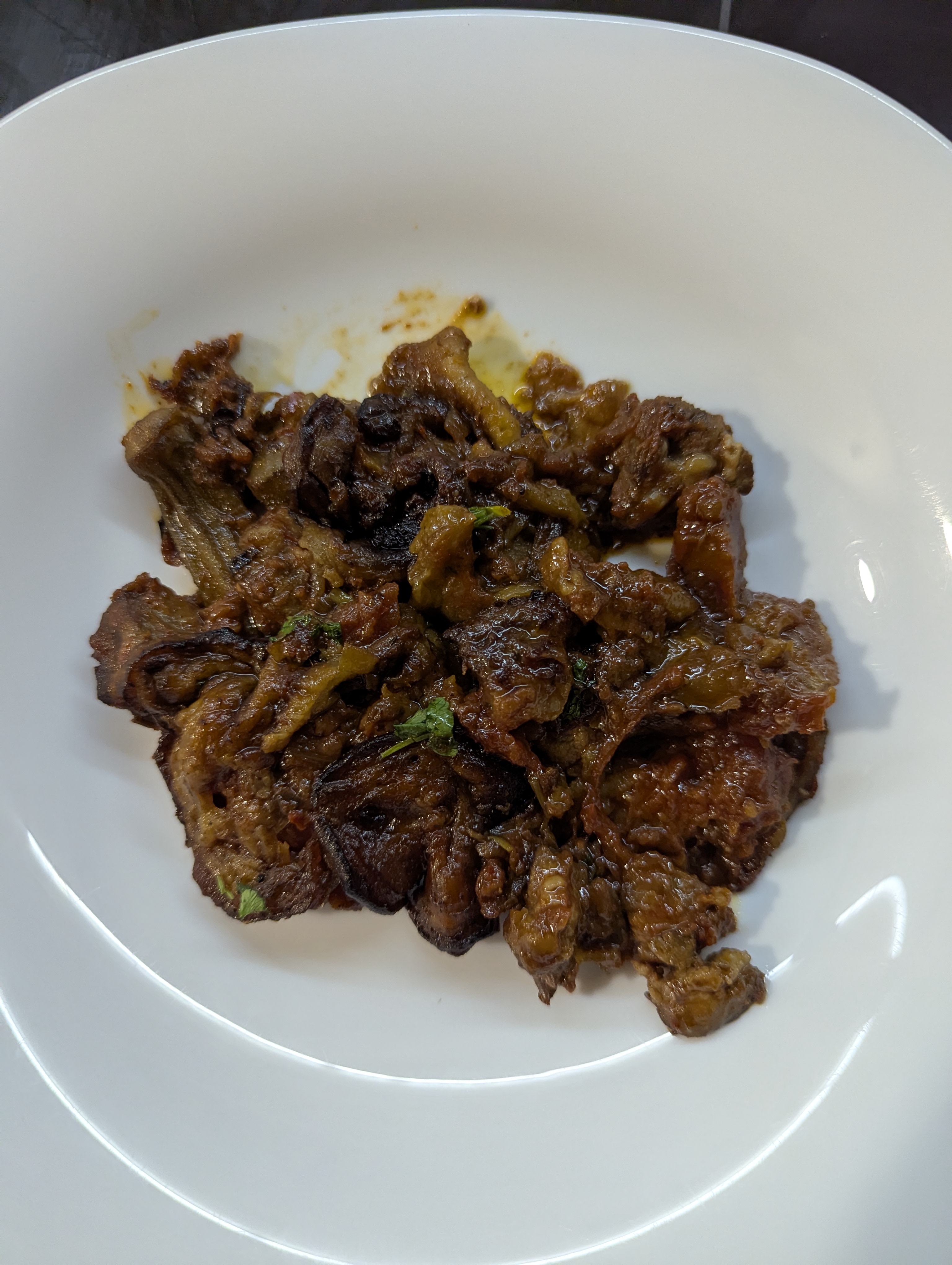 Pork with eggplant and okras